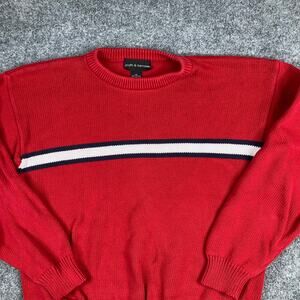 Croft & Barrow Sweater Mens XL Red Stripe Crewneck Knit Pullover 100% Cotton